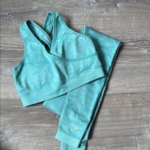 Gymshark Teal Leggings and Sports Bra Set